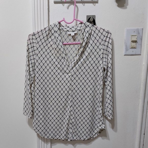 Charter Club Petite Lattice Pleated V-Neck Top Created for Macy's - Picture 4 of 11